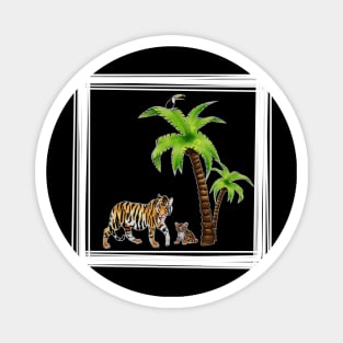 Tiger with Cub Tropical Animal Magnet